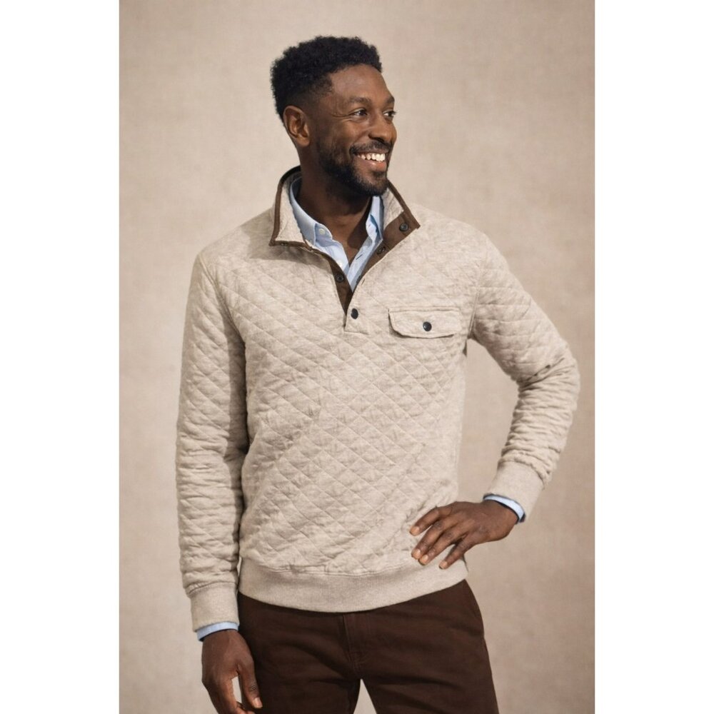 Faherty Quilted Pullover Jacket Mens Large Cotton Blend Lightweight